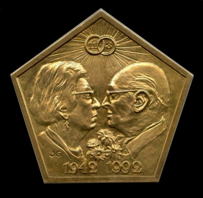 Jubeleum penning.(50 Jahre Ehe) 1992, Hans Grootswagers